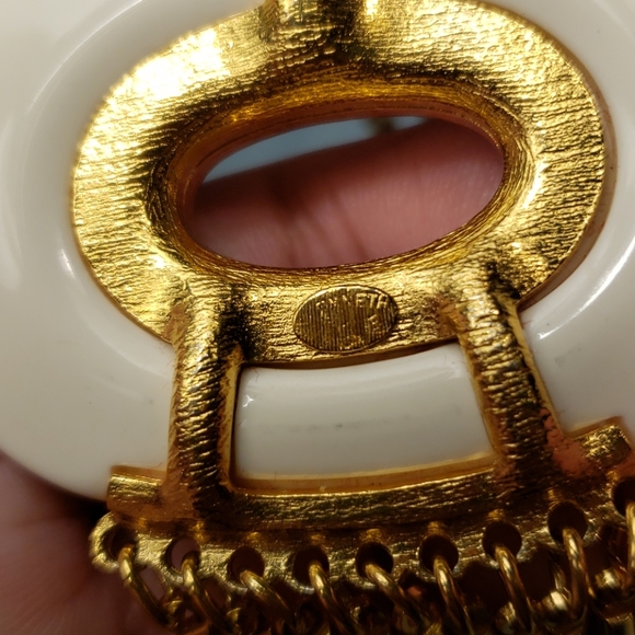 Vtg Kenneth Lane KJL Lucite Gold Tassle Necklace - Picture 14 of 14